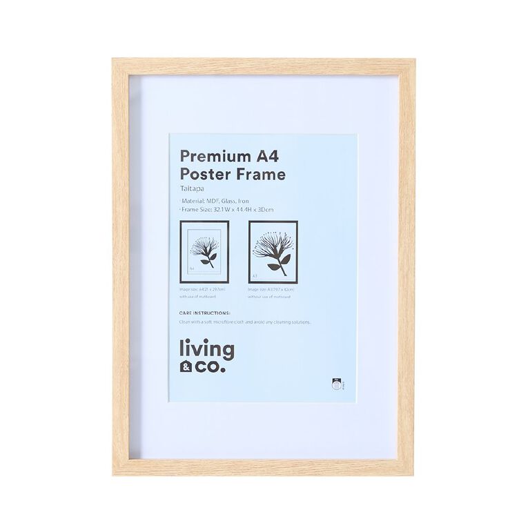 Living & Co Premium Poster Frame Natural A3/A4, , hi-res
