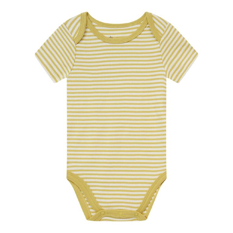 Young Original Babies' Short Sleeve Printed Bodysuit 3 Pack, Cream, hi-res