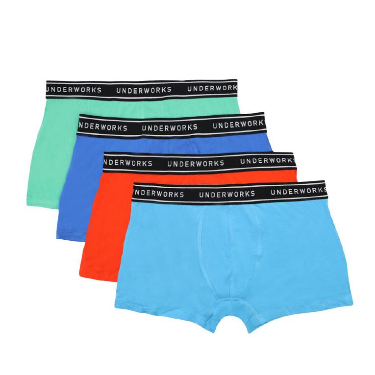 Underworks Men's Bamboo Trunks 4 Pack, Blue, hi-res