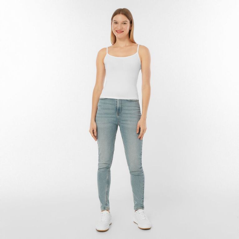 H&H Essentials Women's Stretch Cotton Cami, White, hi-res