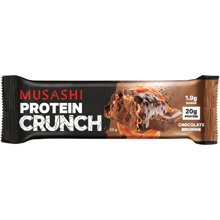 Musashi Protein Crunch Chocolate Brownie 55g, , hi-res