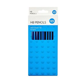 WS HB Pencil with Eraser Tip Black 12 Pack