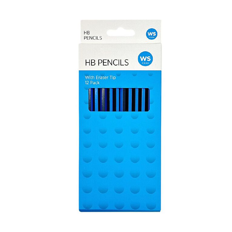 WS HB Pencil with Eraser Tip Black 12 Pack, , hi-res