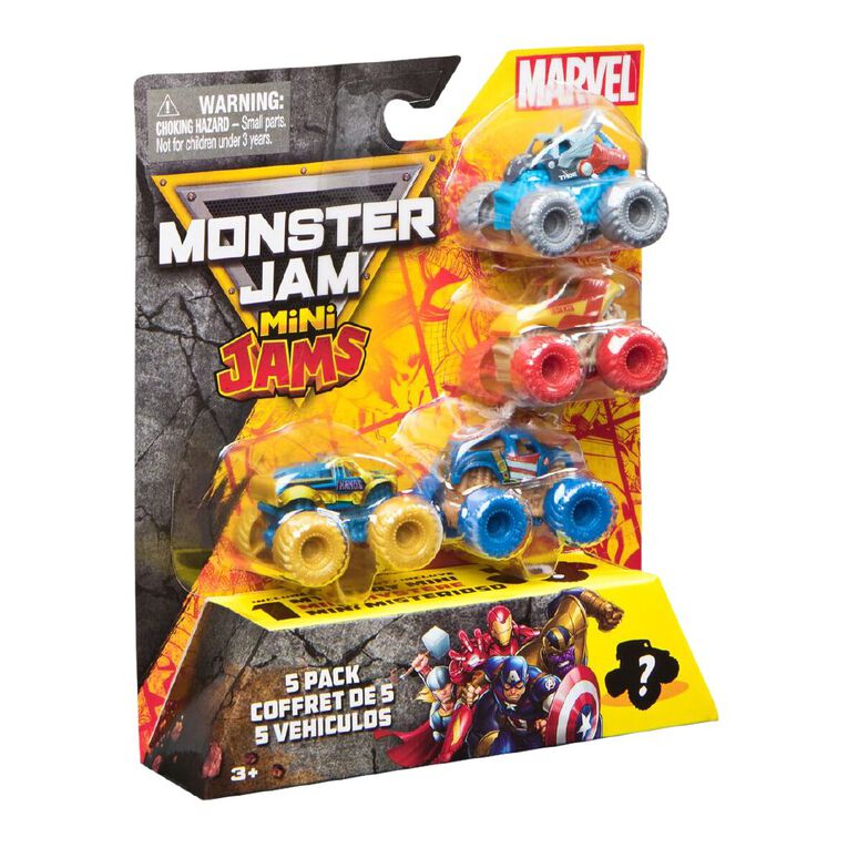 Monster Jam Mini Jams Marvel 5 Pack Assorted, , hi-res