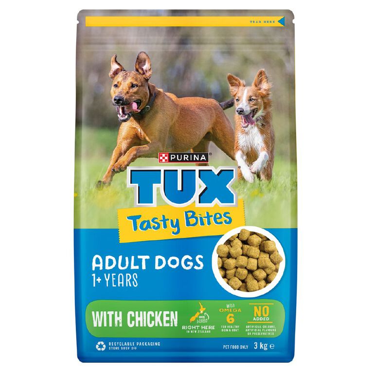 TUX Tasty Bites Chicken Dry Dog Food 3kg, , hi-res