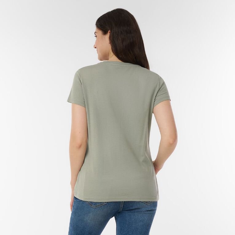 H&H Women's Short Sleeve Crew Neck Cotton Tee, Grey Mid, hi-res