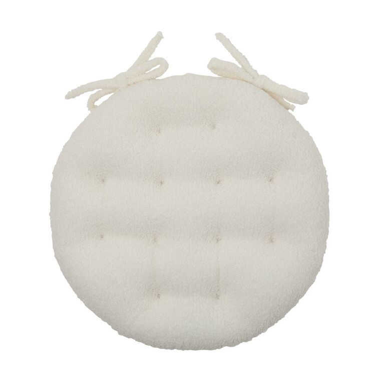 Living & Co Chair Pad Boucle Round White 40cm, , hi-res