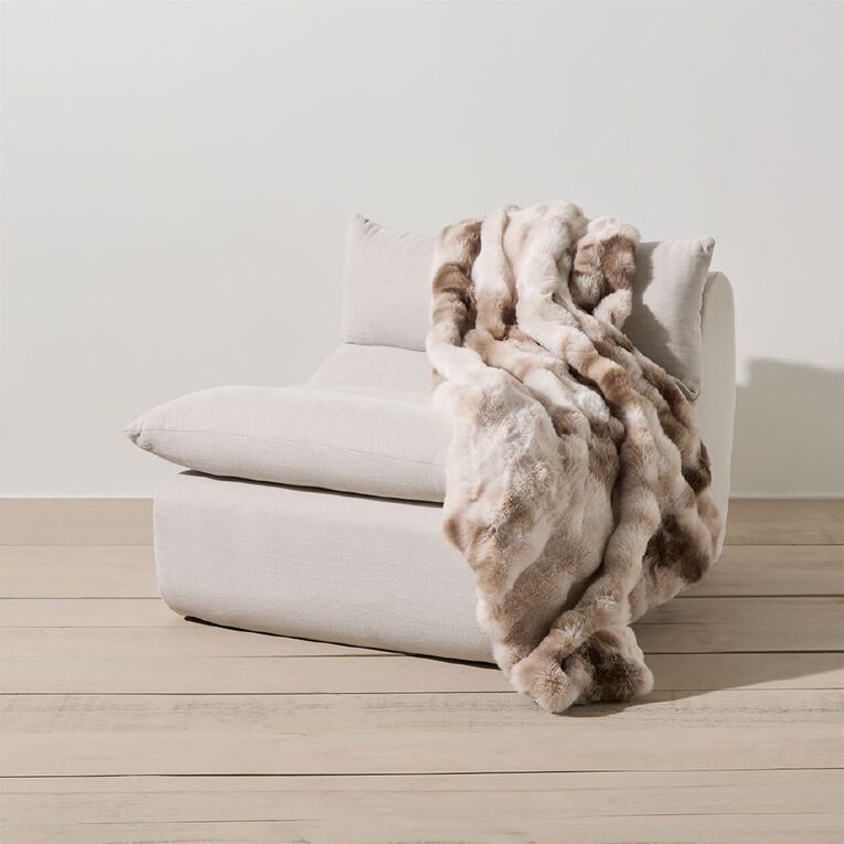 Living & Co Throw Bubble Faux Fur Natural 127cm x 152cm, , hi-res