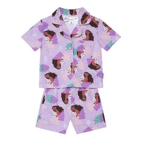 Moana Girls' Short Sleeve Button Up Pyjama Set