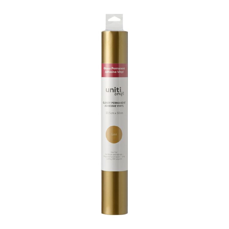 Uniti Craft Glossy Permanent Vinyl Gold 30.5cm x 50cm, , hi-res