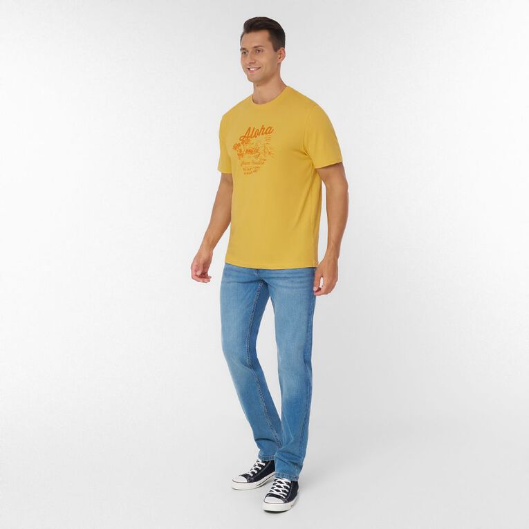 H&H Men's Regular Fit Printed Tee, Yellow Mid, hi-res