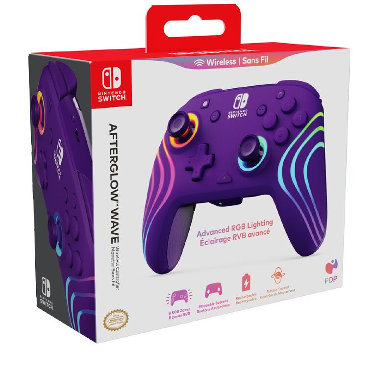 PDP Afterglow Wave Wireless Plus Nintendo Switch Controller Purple, , hi-res