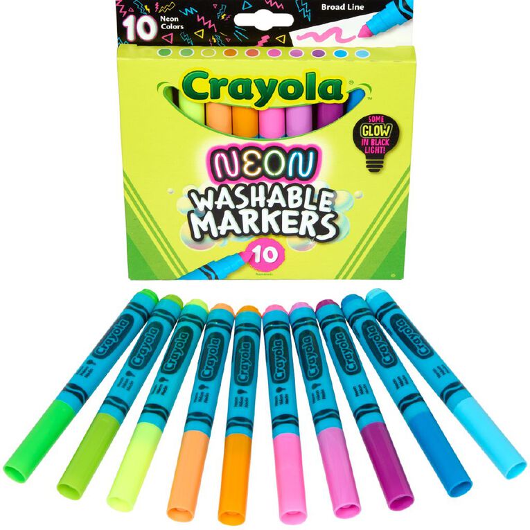 Crayola Washable Markers Neon Assorted 10 Pack, , hi-res