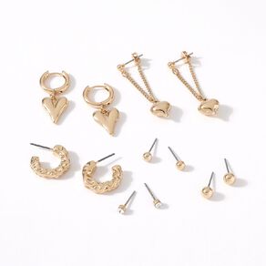 H&H Dangle Heart Endless Sleeper Earrings 6 Pairs
