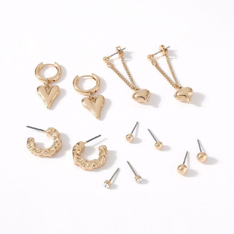 H&H Dangle Heart Endless Sleeper Earrings 6 Pairs, , hi-res