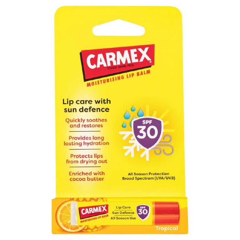 Carmex Tropical Sun Defence Lip Balm 4.5g, , hi-res