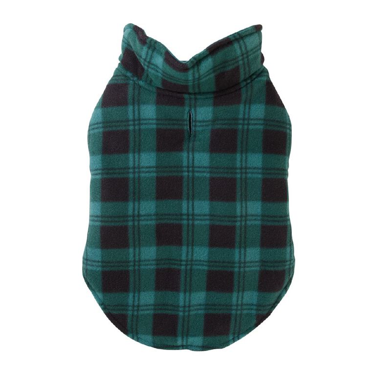 Petzone Fleece Pet Jacket Check Green Large, , hi-res