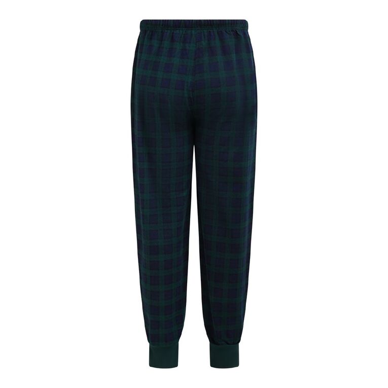 H&H Men's Flanelette Cuffed Pyjama Pants, Green Dark, hi-res