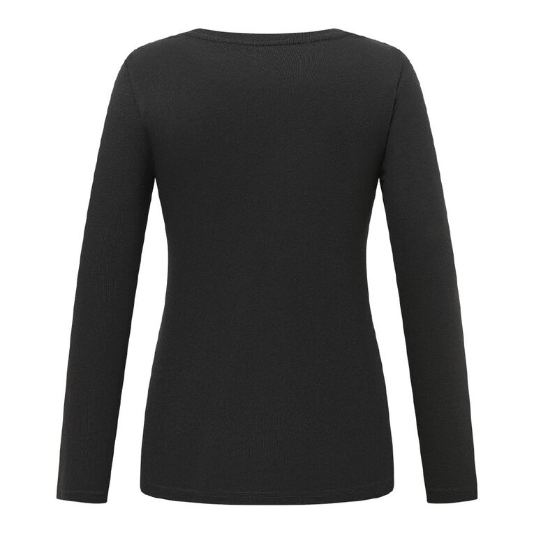 H&H Women's Long Sleeve Thermal Top, Black, hi-res