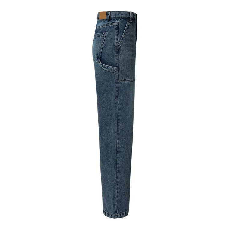 H&H Women's High Rise Straight Leg Carpenter Jeans, Denim Mid, hi-res