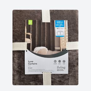 Living & Co Luxe Curtains Brown Mid 230-330cm Wide/160cm Drop