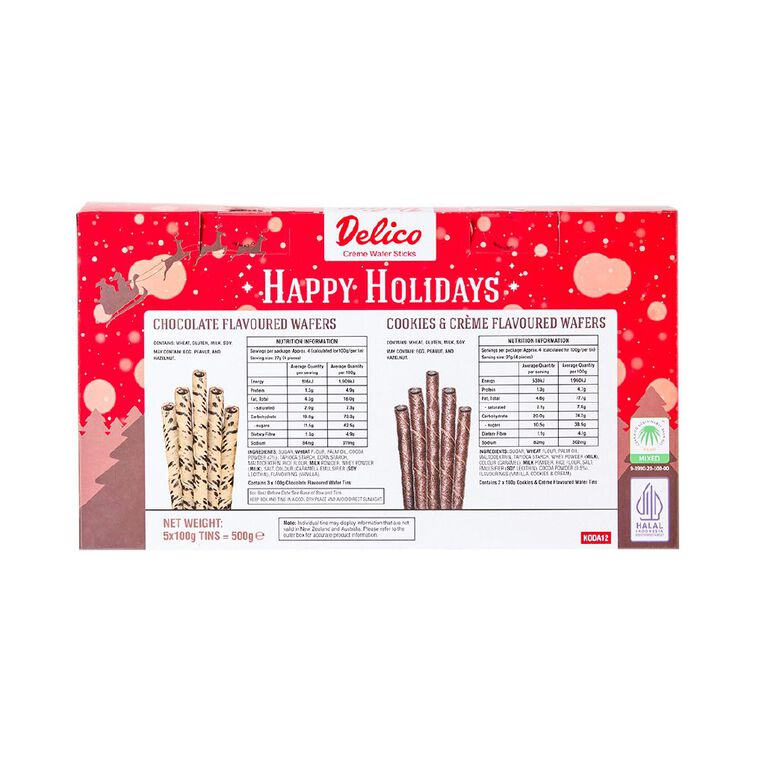Delico Assorted Wafer Christmas Display Box 5x100g, , hi-res