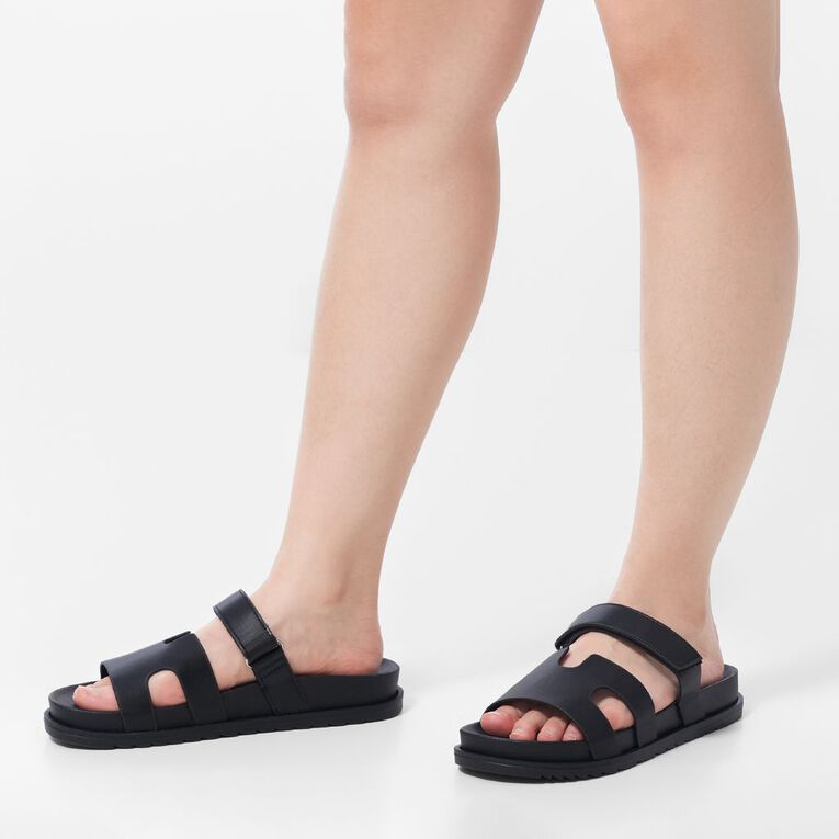 H&H Women's Tally Slides, Black, hi-res