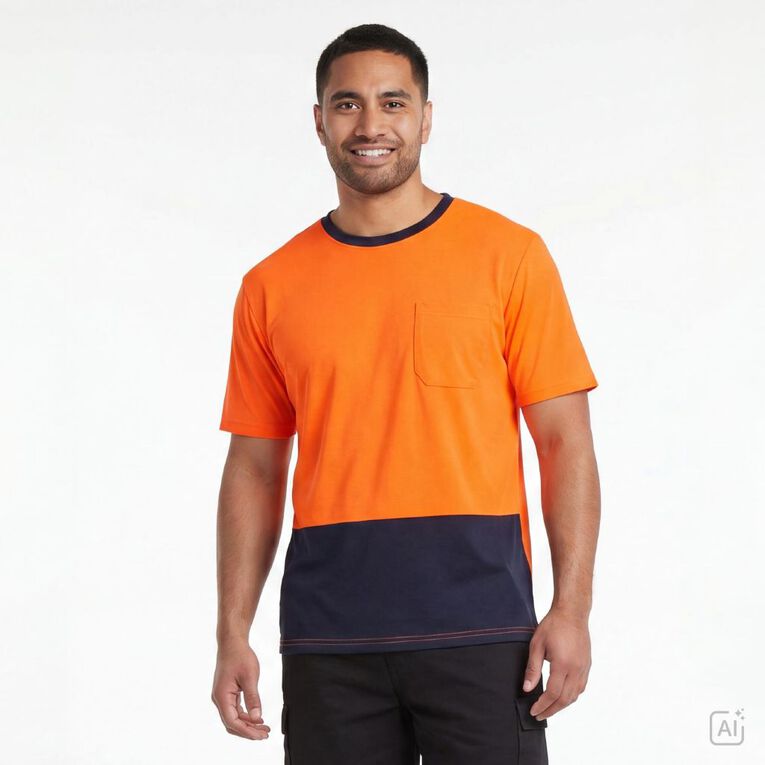 Rivet Compliant Short Sleeve Fluoro Tee, Orange/Fluro, hi-res