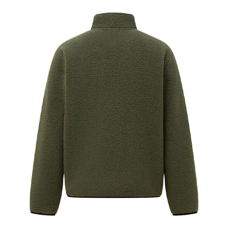 Active Intent Men's Sherpa Zip Thru Sweat, Green Mid, hi-res
