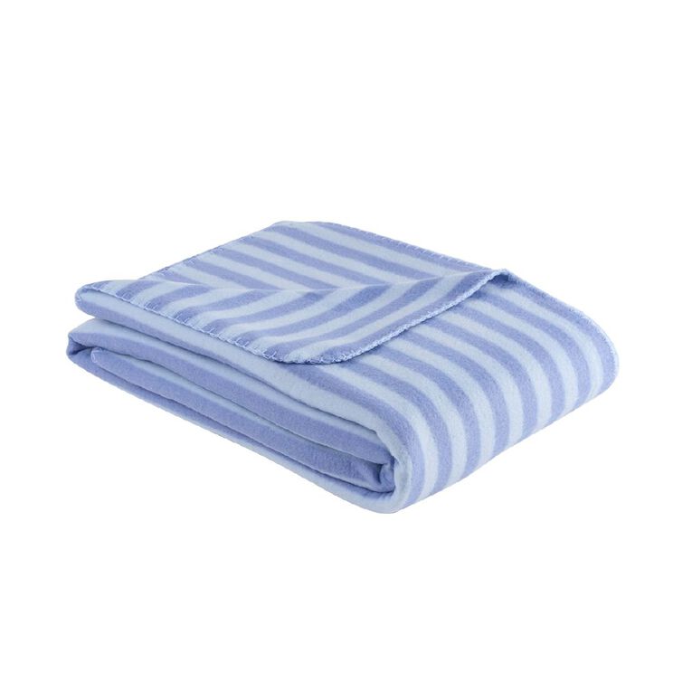Living & Co Stripe Blanket Blue Double, , hi-res