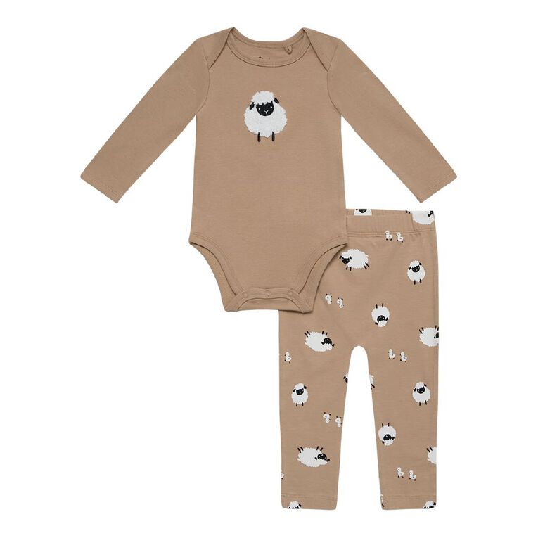 Young Original Babys' 2pc Bodysuit and Leggings Set, Brown Light, hi-res