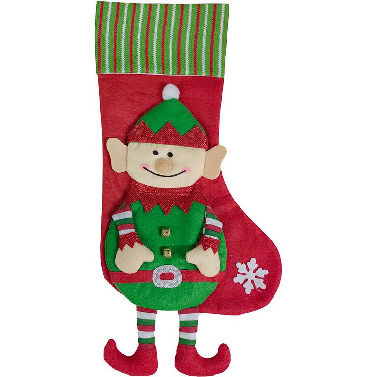 Wonderland Novelty Christmas Elf Stocking Assorted 50cm, , hi-res