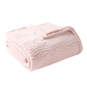 Living & Co Jacquard Sherpa Blanket Pink Queen