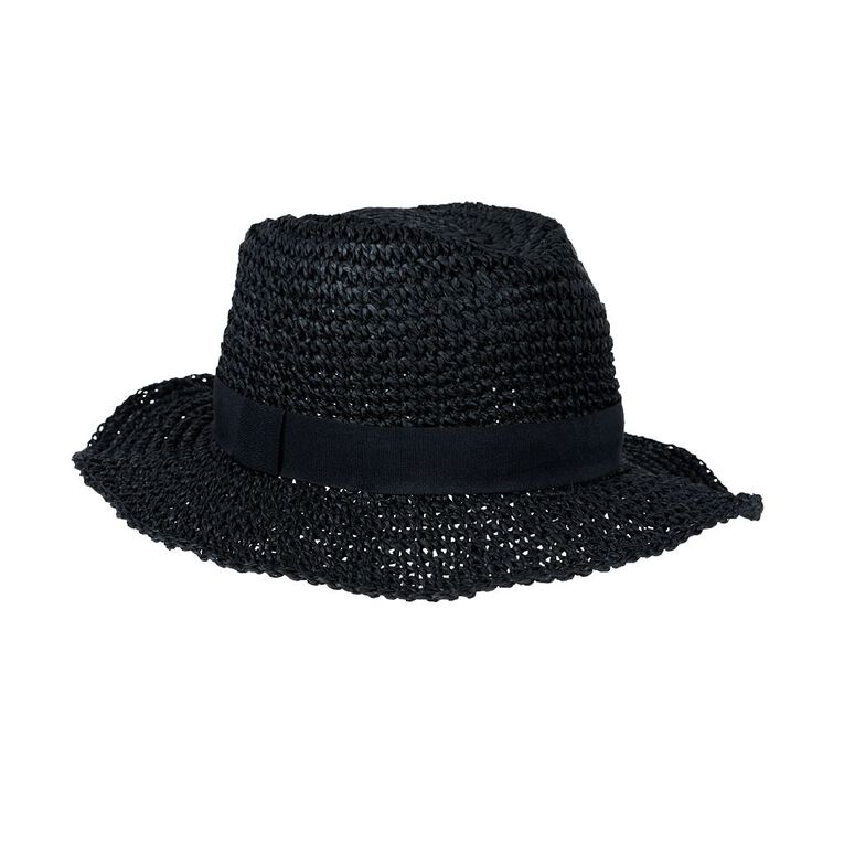 H&H Women's Panama Hat, Black, hi-res