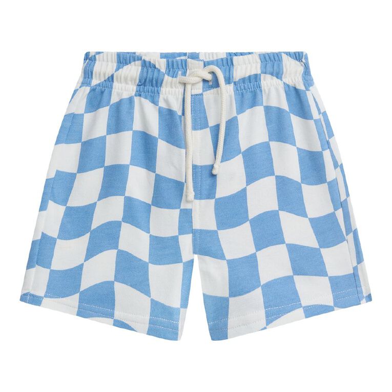 Young Original Toddler Printed French Terry Shorts, Blue Mid, hi-res