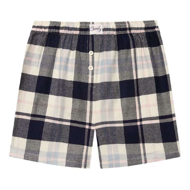 H&H Girls' Flanelette Boxer Shorts, Blue Dark, hi-res
