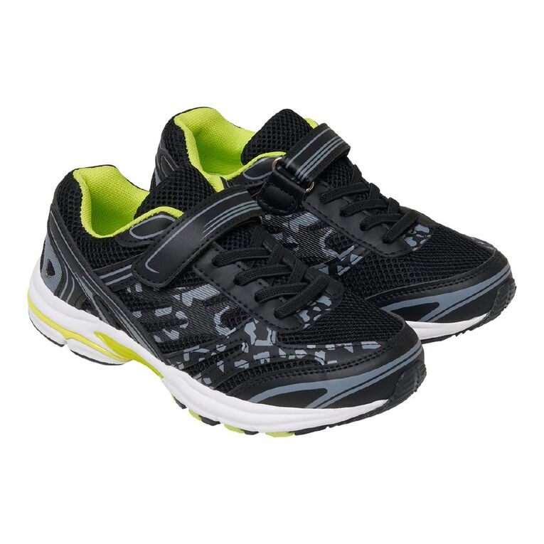 Active Intent Senior Kids' Tam Trainers, Black/Yellow S26, hi-res
