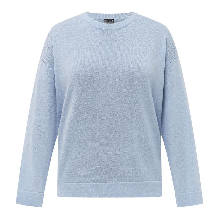 H&H Women's Merino Blend Crew Neck Knit, Blue Light, hi-res