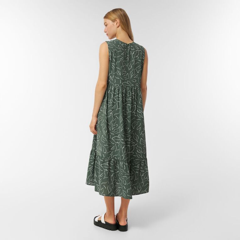 H&H Women's Seelveless Tiered Dress Midaxi, Green Dark, hi-res