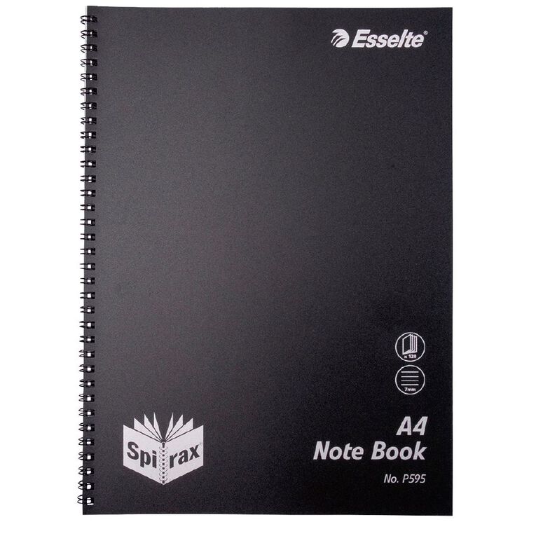 Spirax P595 PP Notebook A4 Black 120 Pages Black, , hi-res
