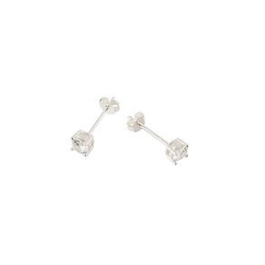 Sterling Silver Clear CZ Stud Earrings 4mm