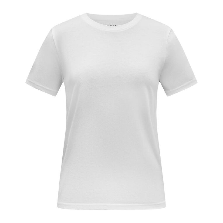 H&H Women's Essential Short Sleeve Crew Neck Tee, White, hi-res