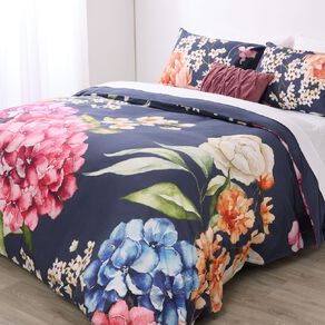 Living & Co Duvet Cover Set Washed Cotton Rosewood Multi-Coloured Queen