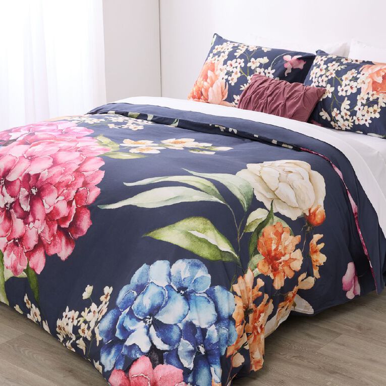 Living & Co Duvet Cover Set Washed Cotton Rosewood Multi-Coloured Queen, , hi-res