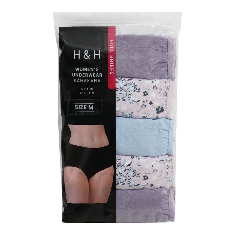 H&H Women's Full Briefs 5 Pack, Purple Mid, hi-res