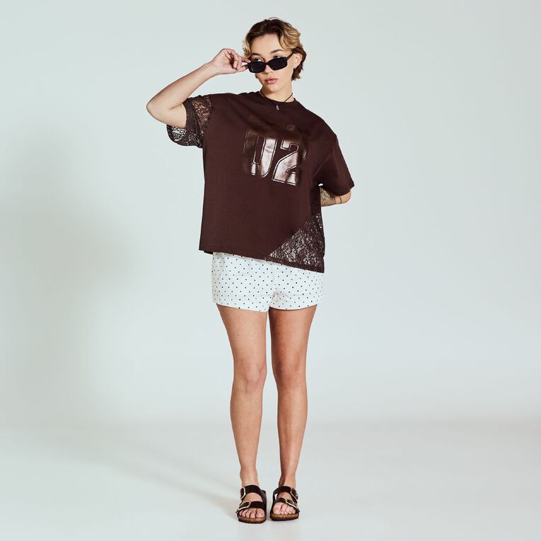 BRDRLESS Piper Panel Short Sleeve Graphic Tee, Brown Dark, hi-res