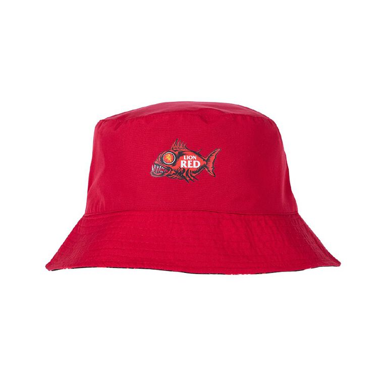 Lion Red Men's Bucket Hat, Red, hi-res