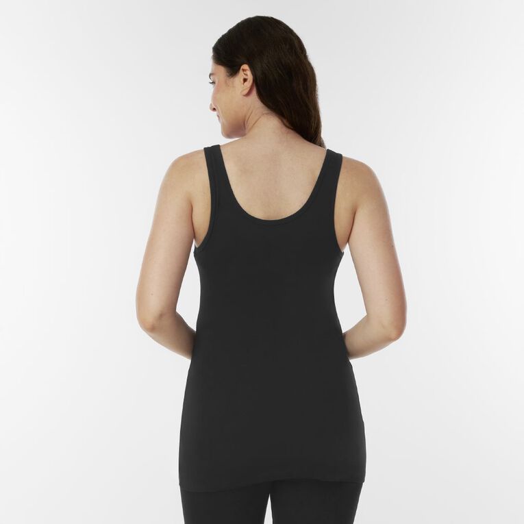 H&H Essentials Women's Stretch Longline Tank, Black, hi-res
