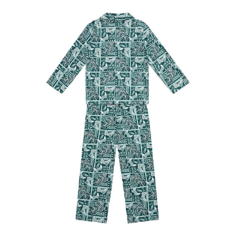H&H Boys' Flanelette Pyjama Set, Green Dark, hi-res