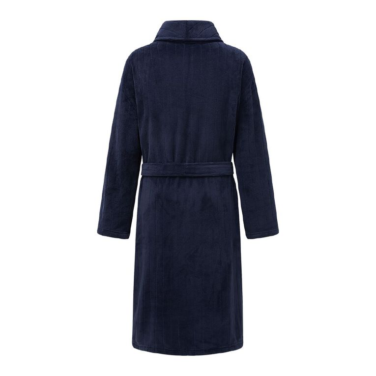 H&H Men's Coral Fleece Robe, Blue Dark, hi-res